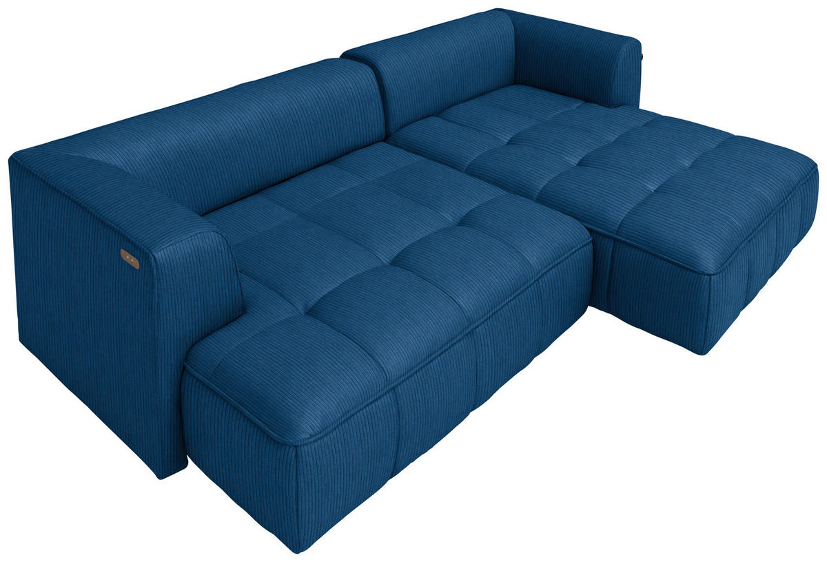 ECKSOFA Royalblau Feincord Zierkissen, Rückenkissen, Sitzvorzug  - Royalblau/Schwarz, Design, Kunststoff/Textil (288/188cm) - Welnova