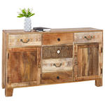 SIDEBOARD Akazie, Mangoholz massiv Naturfarben  - Dunkelbraun/Messingfarben, Design, Holz/Metall (140/80/44cm) - Landscape