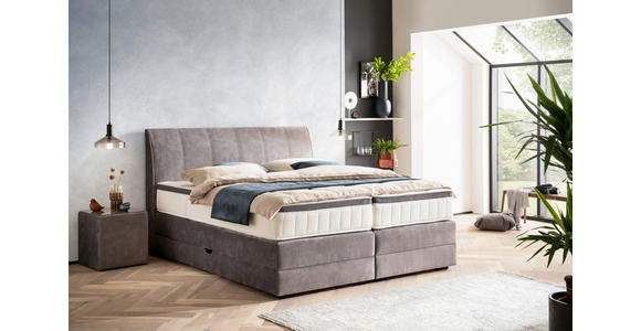 BOXSPRINGBETT 160/200 cm  in Grau  - Wengefarben/Grau, KONVENTIONELL, Holz/Textil (160/200cm) - Novel