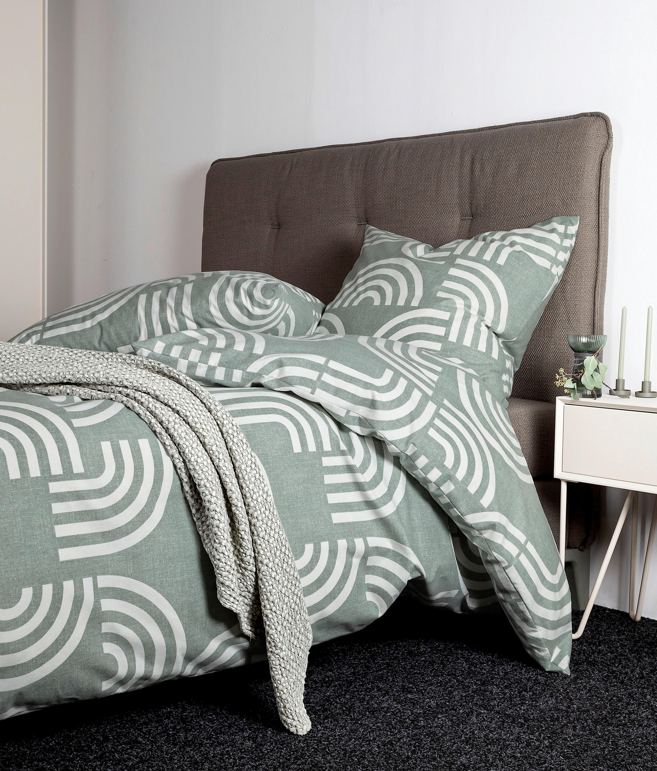 BETTWÄSCHE Biber 155/220 cm  - Salbeigrün, Design, Textil (155/220cm) - Janine