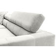 ECKSOFA Weiß Cord Rücken echt, Kopfteilverstellung, Sitzvorzug  - Schwarz/Weiß, KONVENTIONELL, Textil/Metall (219/311cm) - Hom`in