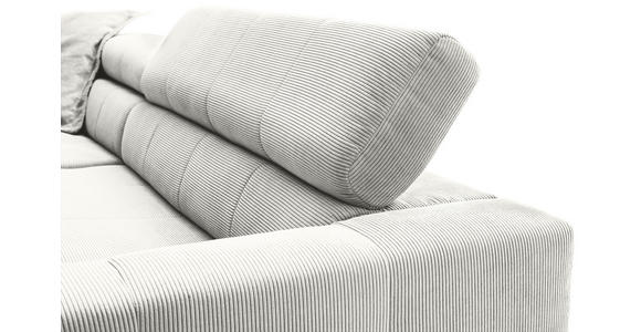 ECKSOFA Weiß Cord Rücken echt, Kopfteilverstellung, Sitzvorzug  - Schwarz/Weiß, KONVENTIONELL, Textil/Metall (219/311cm) - Hom`in