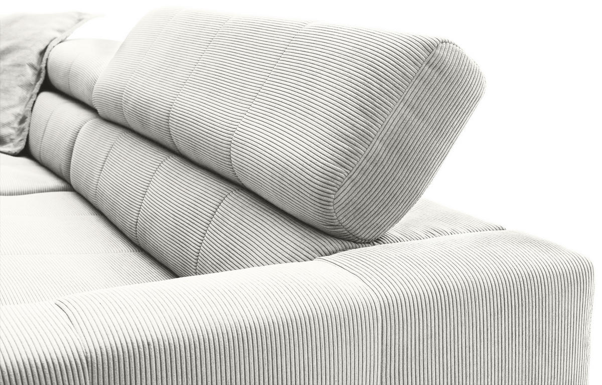 ECKSOFA in Cord Weiss  - Weiss/Schwarz, Konventionell, Textil/Metall (219/311cm) - Hom`in