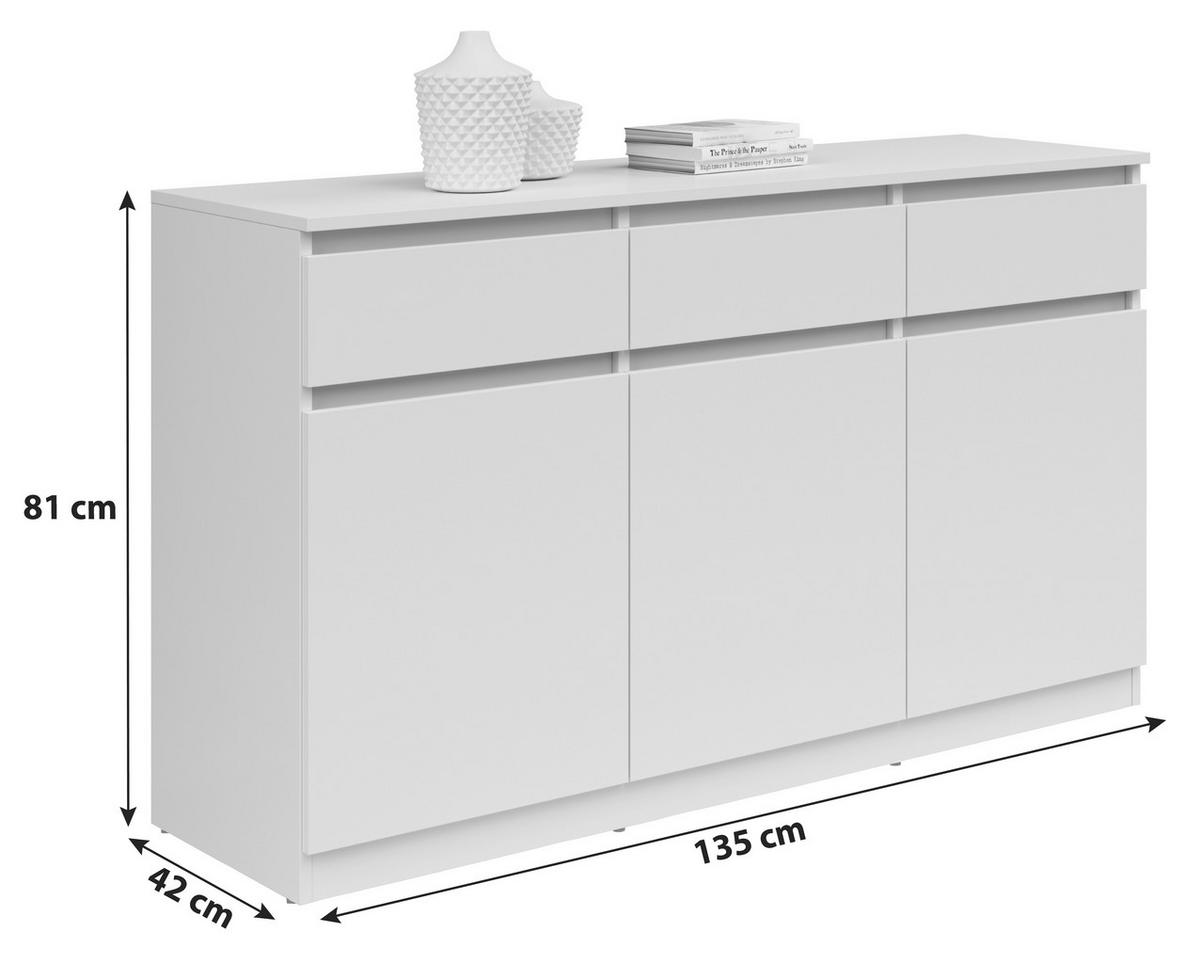KOMMODE  in 135/81/42 cm  - Eichefarben, KONVENTIONELL, Holzwerkstoff (135/81/42cm)