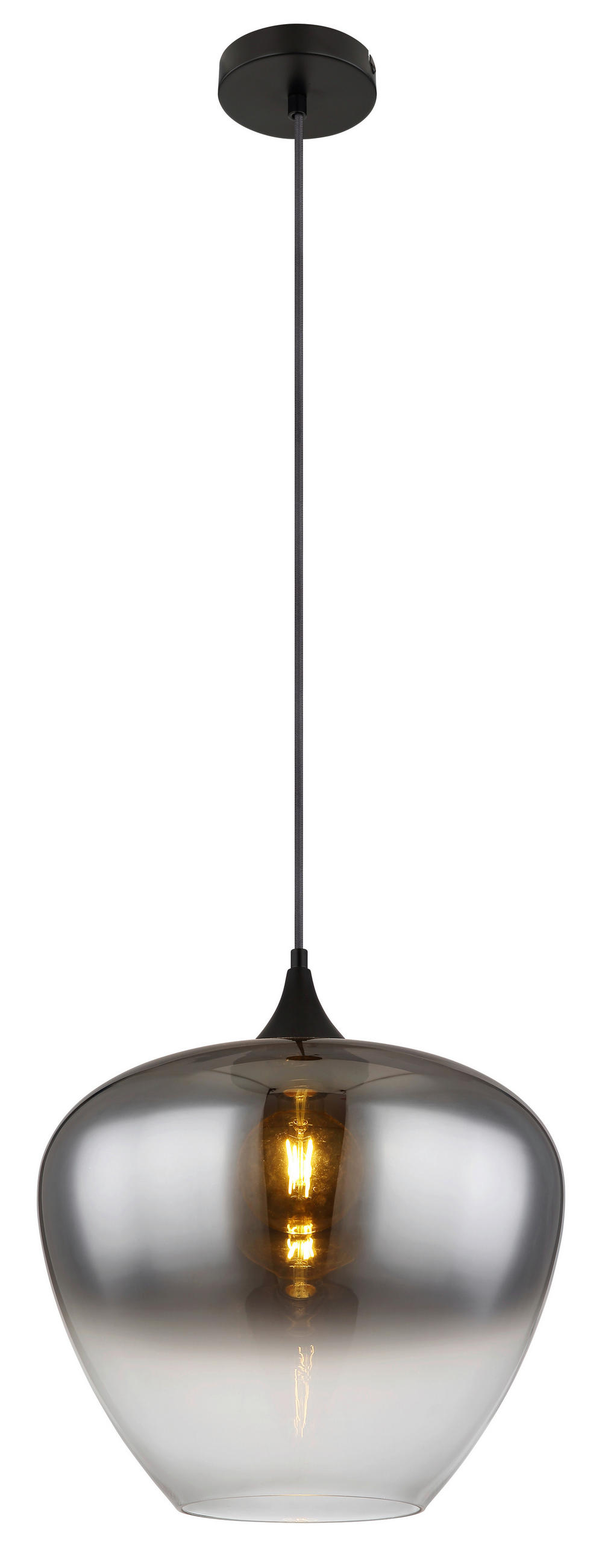 HÄNGELEUCHTE  40/120 cm    - Klar/Schwarz, Design, Glas/Metall (40/120cm) - Globo