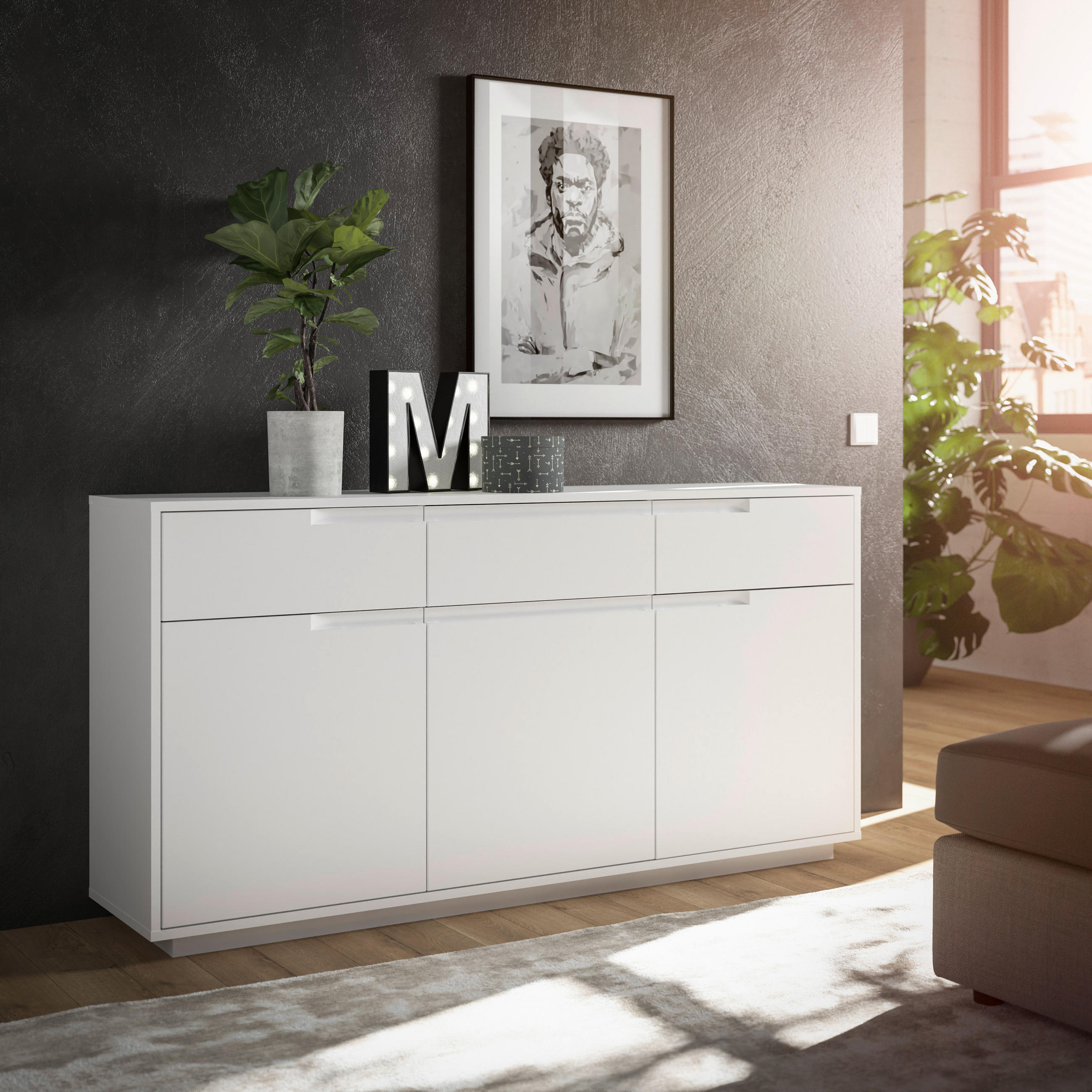 SIDEBOARD 169/86/38 cm  in Weiß  - Weiß, MODERN, Holzwerkstoff (169/86/38cm) - Carryhome