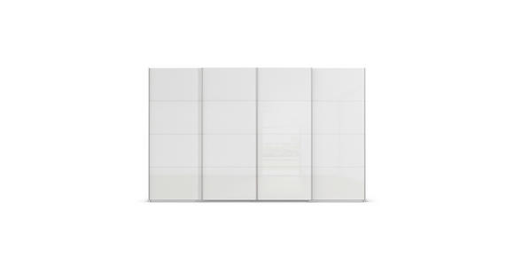 SCHWEBETÜRENSCHRANK 360/223/68 cm 4-türig Weiß Hochglanz, Weiß  - Weiß Hochglanz/Alufarben, Basics, Holzwerkstoff/Metall (360/223/68cm) - Novel