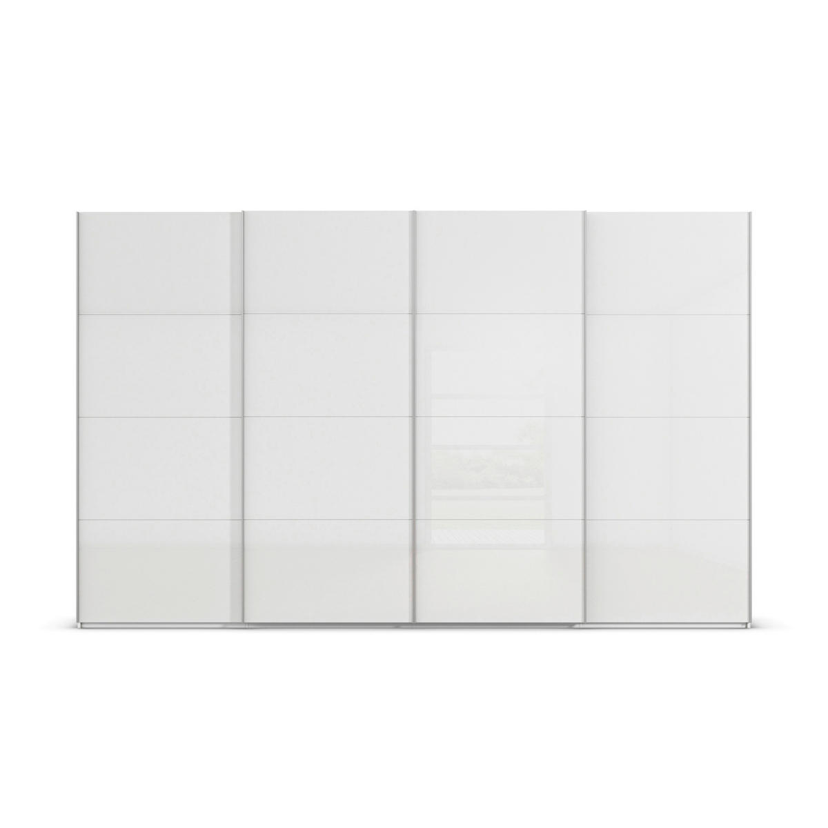 SCHWEBETÜRENSCHRANK 360/223/68 cm 4-türig Weiß, Weiß Hochglanz  - Weiß Hochglanz/Alufarben, Basics, Holzwerkstoff/Metall (360/223/68cm) - Novel