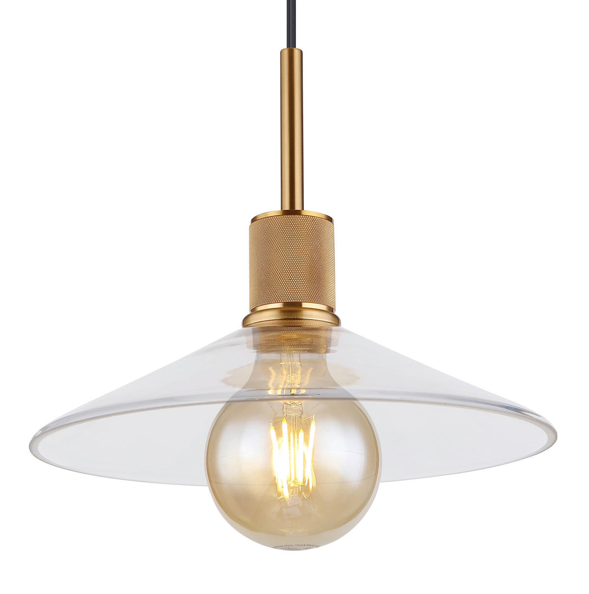 HÄNGELEUCHTE 28/120 cm    - Klar/Messingfarben, Design, Glas/Metall (28/120cm) - Globo