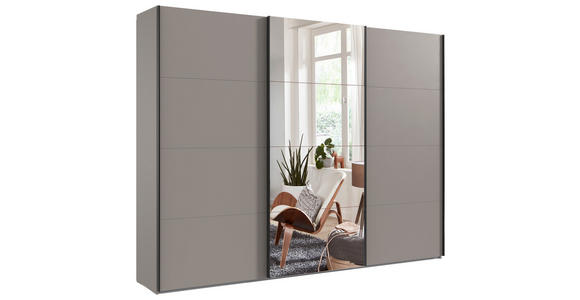 SCHWEBETÜRENSCHRANK  in Grau, Sahara  - Schwarz/Grau, KONVENTIONELL, Glas/Holzwerkstoff (313/236/65cm) - Carryhome