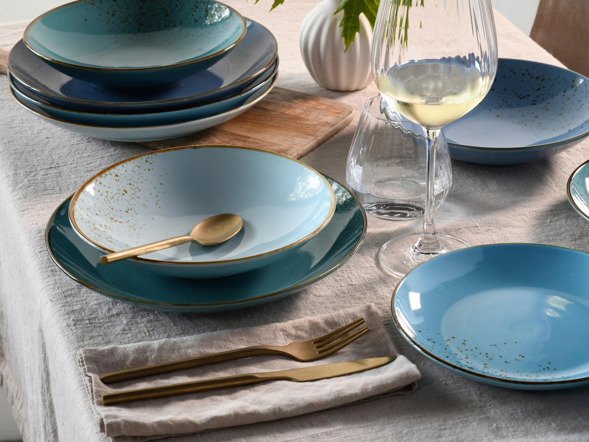 SUPPENTELLERSET Pastellblau 6-teilig Steinzeug  - Pastellblau, Trend, Keramik (22cm) - Creatable