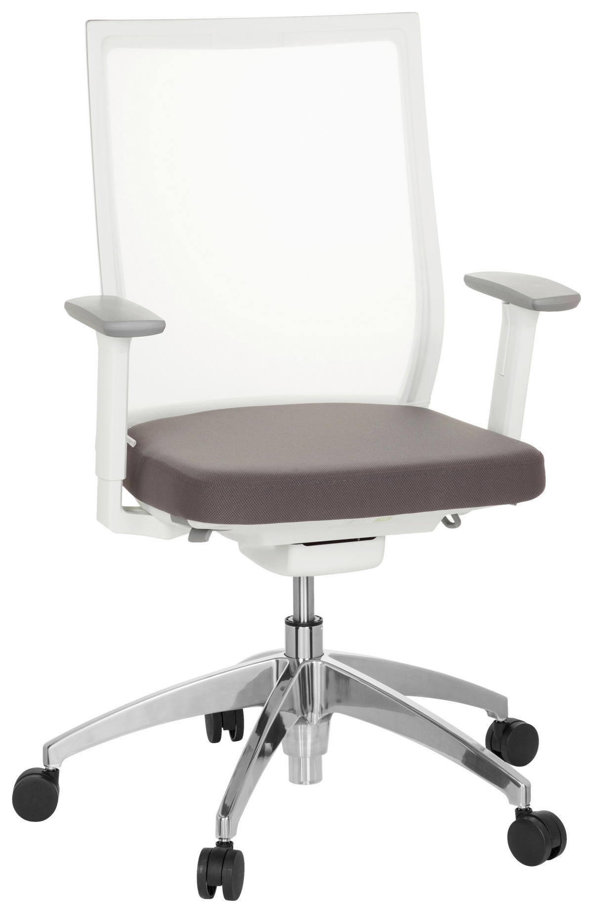 DREHSTUHL  in Netzbespannung, Flachgewebe Grau, Weiß  - Alufarben/Weiß, MODERN, Kunststoff/Textil (63/97/55cm) - MID.YOU