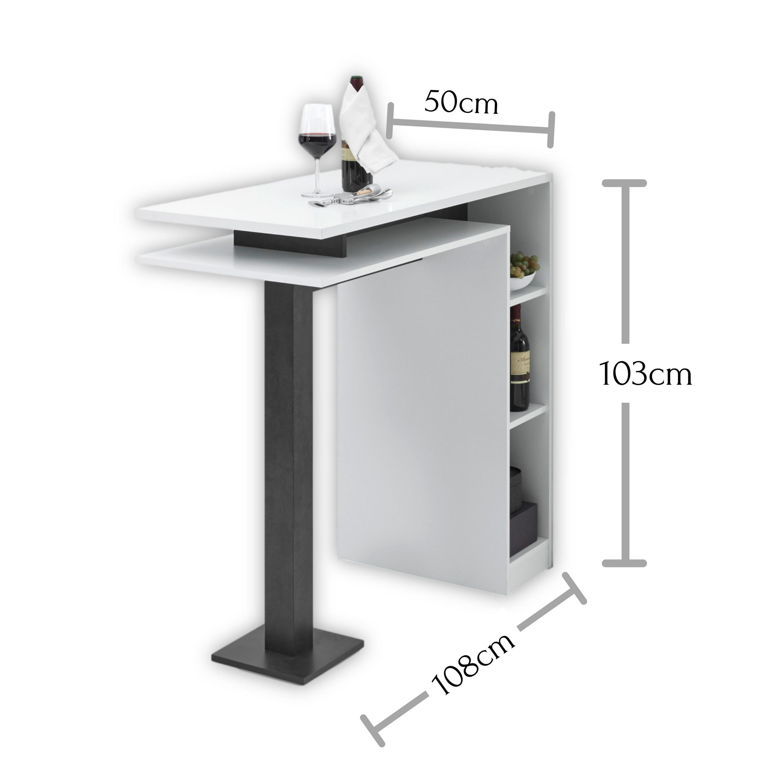 BARBORD i trämaterial  108/50/103 cm  - vit/grå, Modern, trämaterial (108/50/103cm) - Hom`in