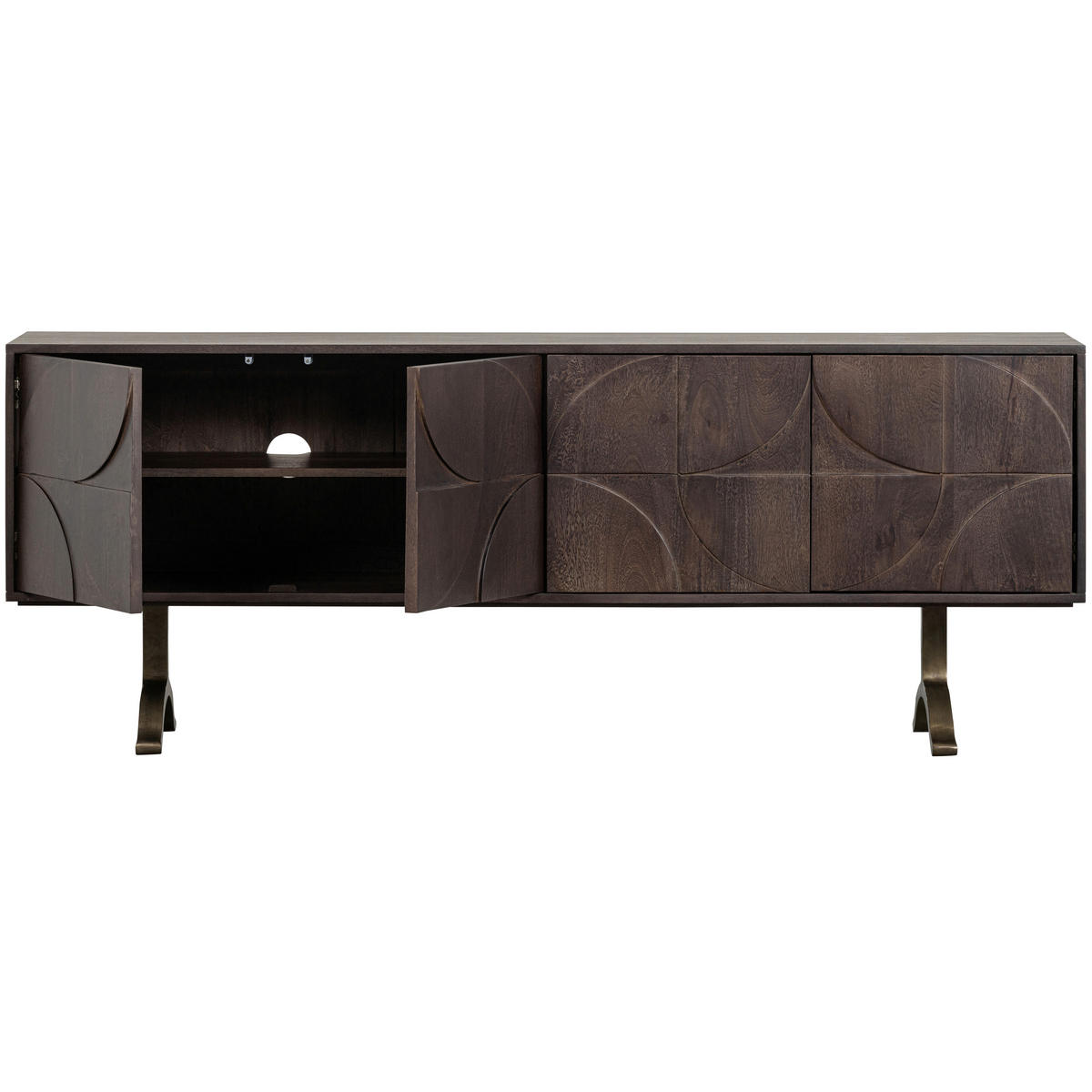 SIDEBOARD Draw 180/70/40 cm  - Messingfarben/Walnussfarben, Design, Holz/Metall (180/70/40cm) - Livetastic