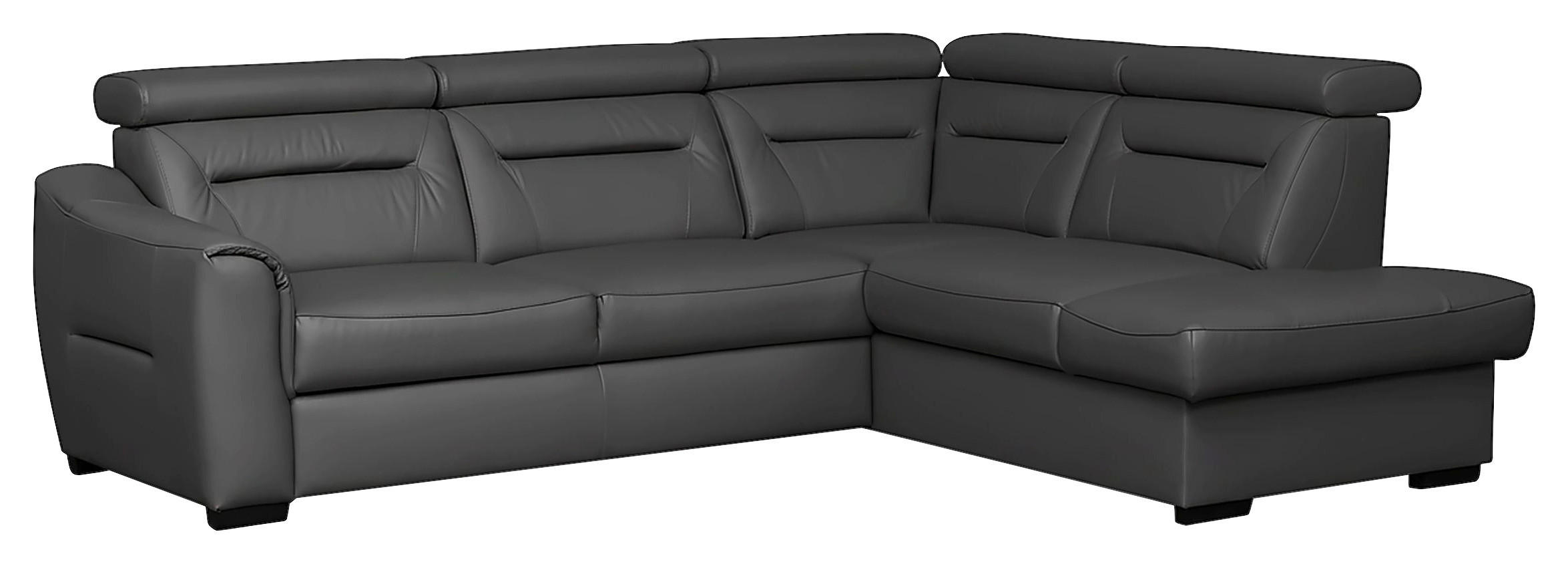 ECKSOFA Lederlook Echtleder Anthrazit  - Wengefarben/Anthrazit, Design, Leder/Holz (260/212cm) - Celina Home