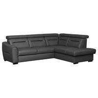 ECKSOFA Lederlook Echtleder Anthrazit  - Wengefarben/Anthrazit, Design, Leder/Holz (260/212cm) - Celina Home
