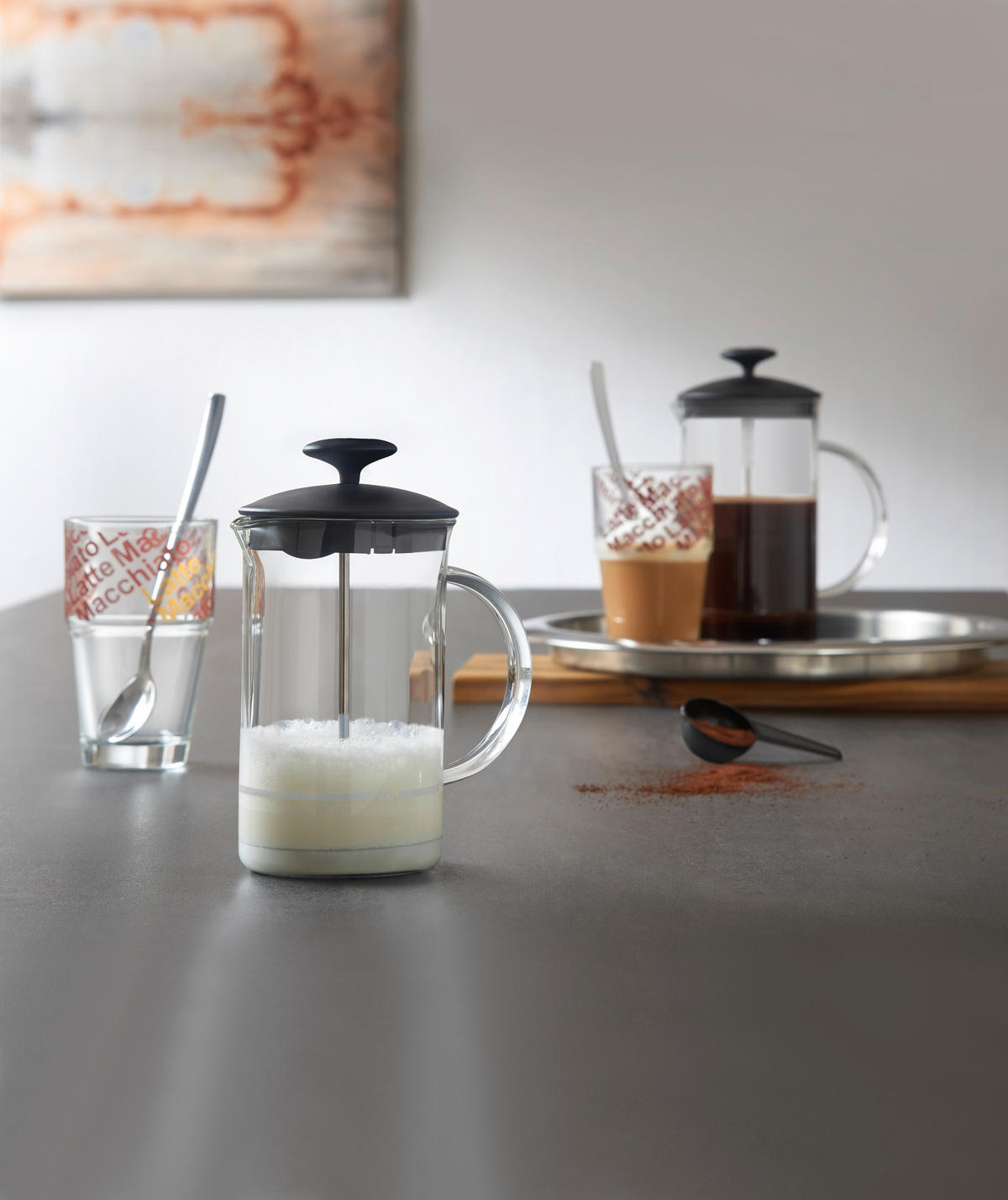 FRENCH PRESS KANVICA  - číra/čierna, Basics, plast/sklo (14/22,5/11,5cm) - Leonardo