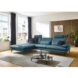 ECKSOFA in Echtleder Blau  195/308 cm  - Blau/Schwarz, Design, Leder/Metall (195/308cm) - Dieter Knoll