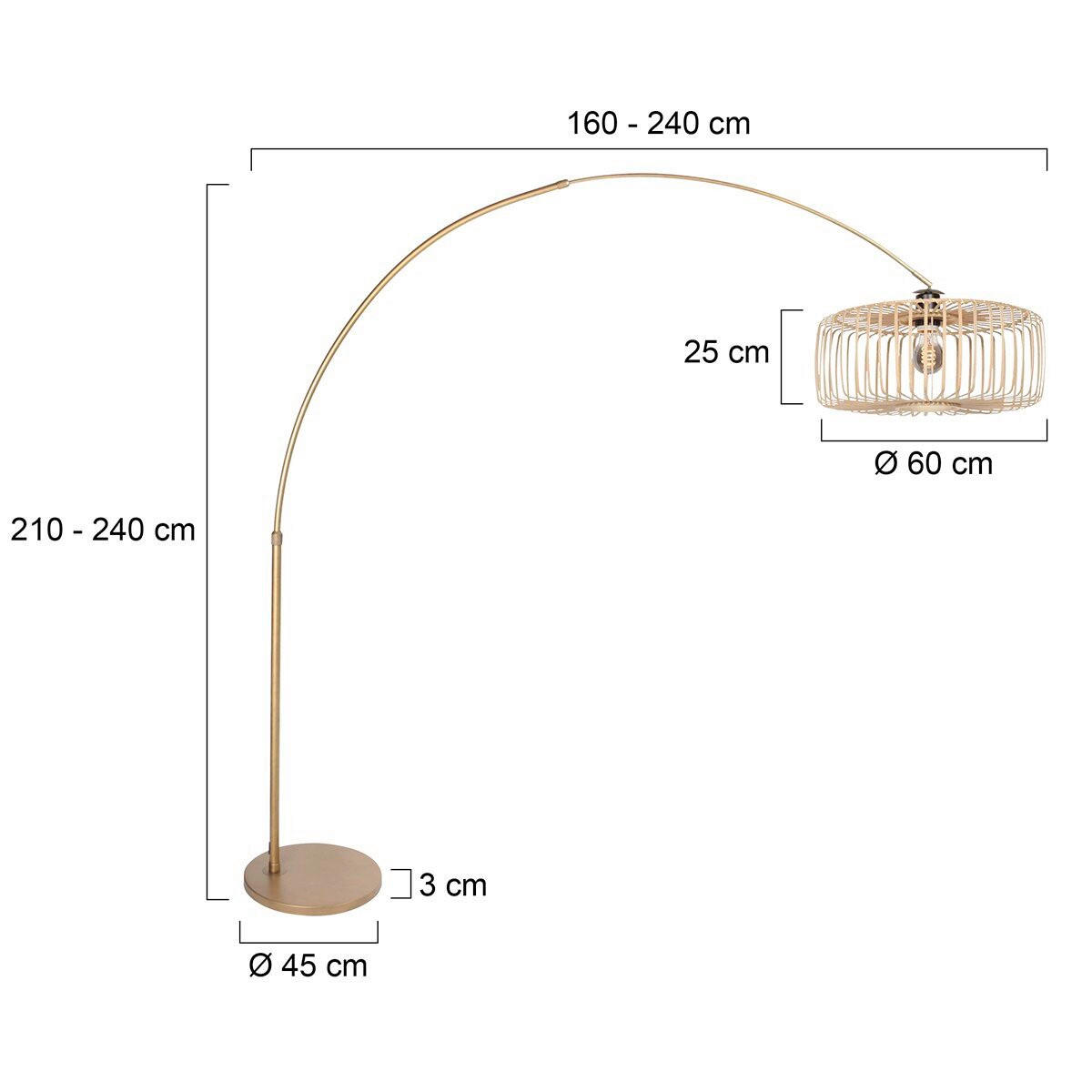 STEHLEUCHTE SPARKLED LIGHT 50/240/230 cm  - Beige/Bronzefarben, Trend, Naturmaterialien/Metall (50/240/230cm)