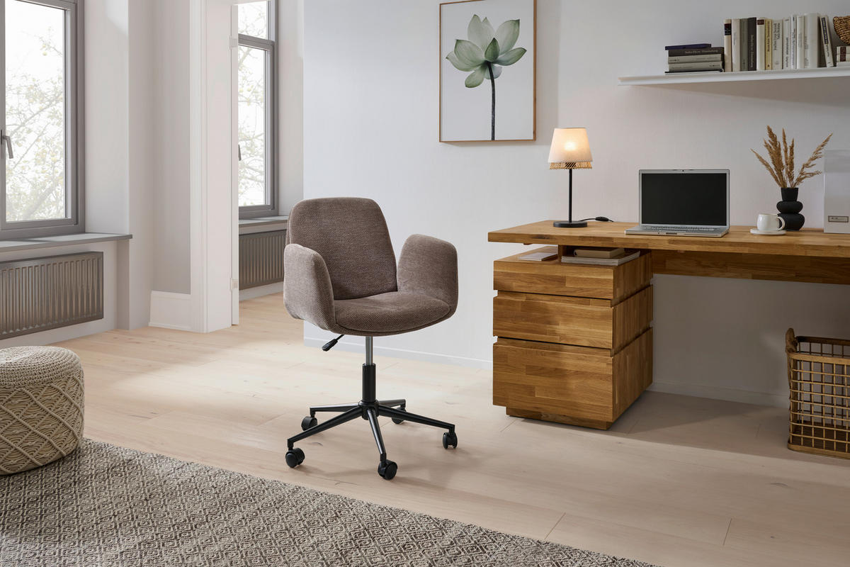 DREHSTUHL Webstoff Braun  - Schwarz/Braun, MODERN, Kunststoff/Textil (55/85-95/60cm) - MID.YOU