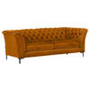 CHESTERFIELD-SOFA in Flachgewebe Gelb  - Gelb/Schwarz, LIFESTYLE, Textil/Metall (220/80/100cm) - Landscape