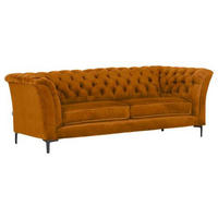 CHESTERFIELD-SOFA in Flachgewebe Gelb  - Gelb/Schwarz, LIFESTYLE, Textil/Metall (220/80/100cm) - Landscape