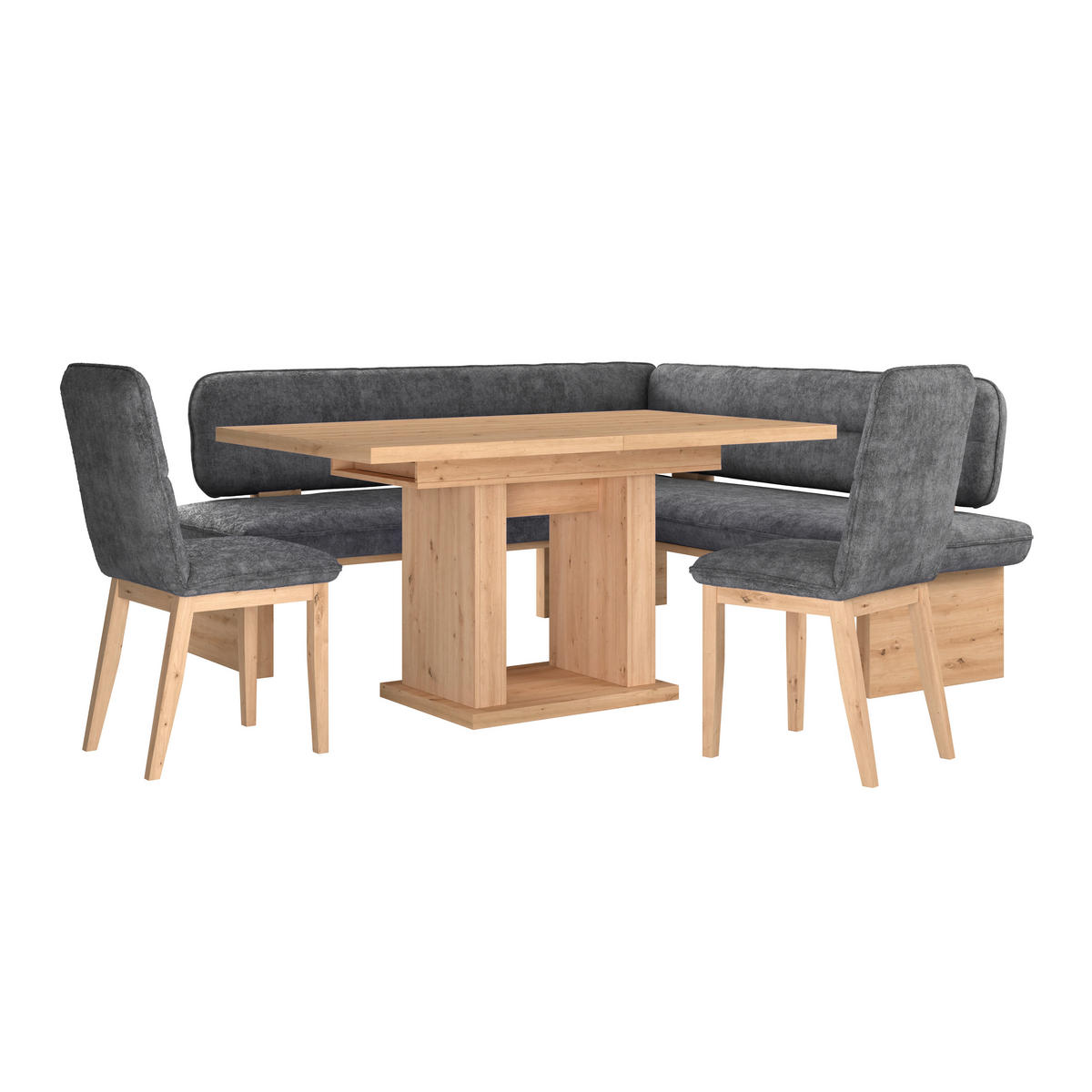 ECKBANK 192/170 cm Webstoff Schwarz Eiche Sperrholz   - Eichefarben/Schwarz, KONVENTIONELL, Holz/Textil (192/170cm) - James Wood