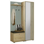 GARDEROBE 5-teilig  in 114/197/40 cm  - Salbeigrün/Eiche Artisan, Design, Glas/Holzwerkstoff (114/197/40cm) - Xora