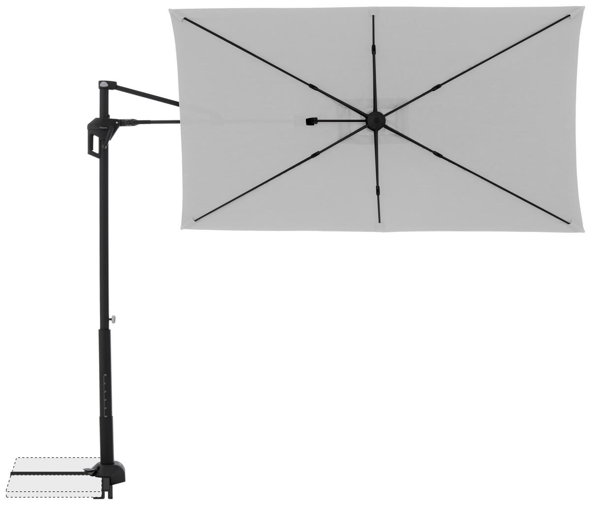 AMPELSCHIRM ca. 240x135 cm  - Hellgrau/Schwarz, Basics, Textil/Metall (240/135cm) - Doppler