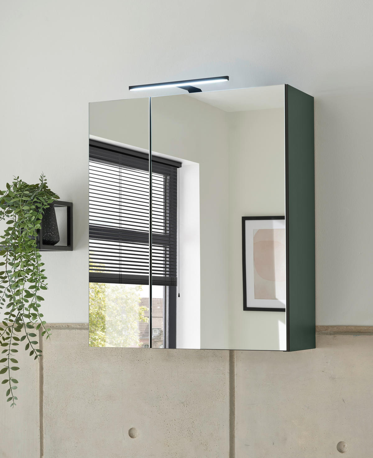 SPIEGELSCHRANK 60/70/23 cm  - Schwarz/Grün, Basics, Glas/Holzwerkstoff (60/70/23cm) - MID.YOU