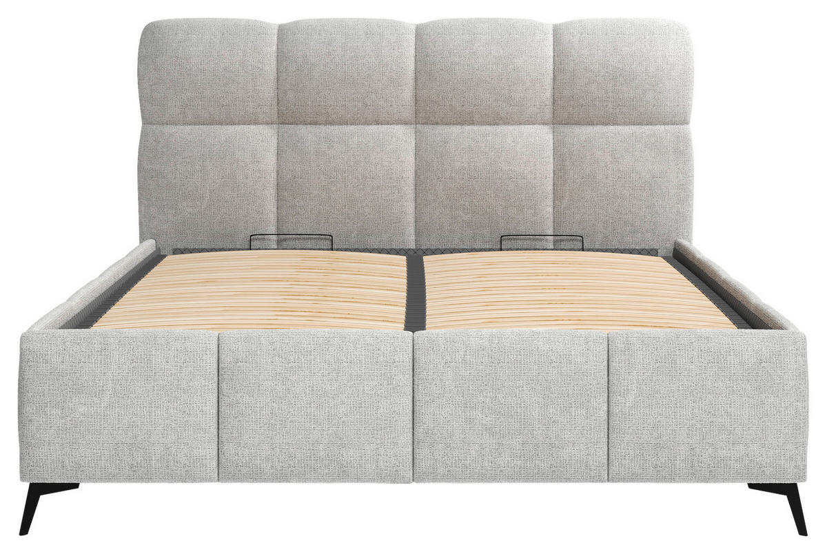 POLSTERBETT 140/200 cm,  in Silberfarben, gepolstertes Kopfteil, Lattenrost,  - Silberfarben/Schwarz, Design, Holz/Textil (140/200cm) - Chameo