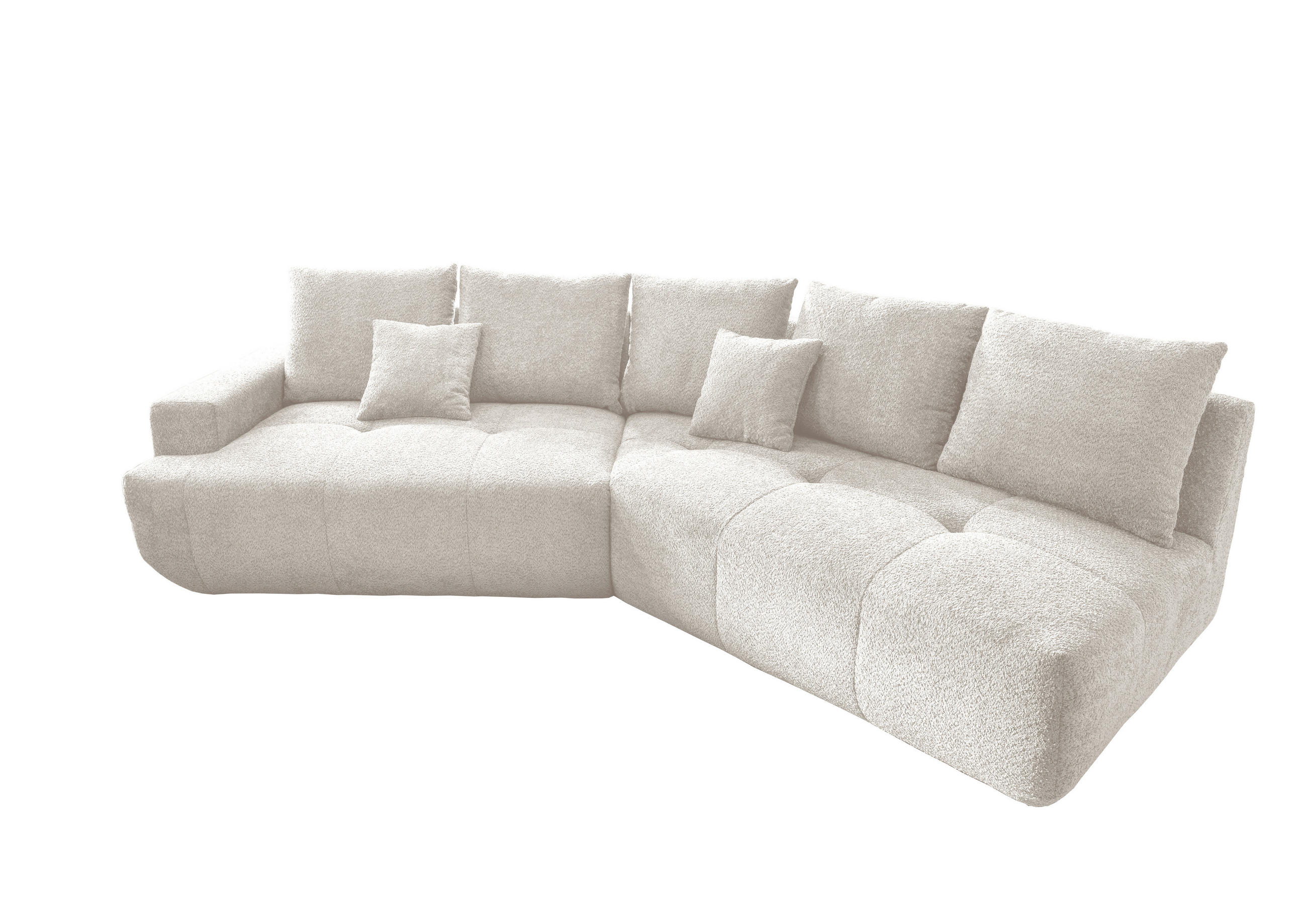 BIGSOFA Bouclé Weiß  - Schwarz/Weiß, MODERN, Kunststoff/Textil (323/91/155cm) - Livetastic