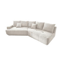 BIGSOFA in Bouclé Weiss  - Weiss/Schwarz, Modern, Kunststoff/Textil (323/91/155cm) - Livetastic