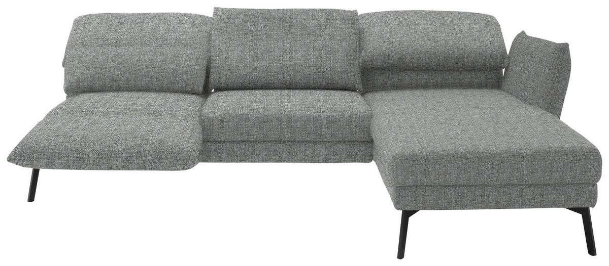 ECKSOFA in Flachgewebe Hellgrau  277/175 cm  - Hellgrau/Schwarz, Design, Textil/Metall (277/175cm) - Schöner Wohnen