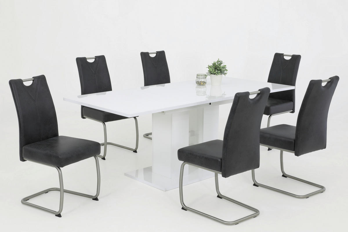 SCHWINGSTUHL-SET 4 Stück  in Edelstahl Mikrofaser  - Edelstahlfarben/Anthrazit, MODERN, Textil/Metall (43/99/58cm) - MID.YOU