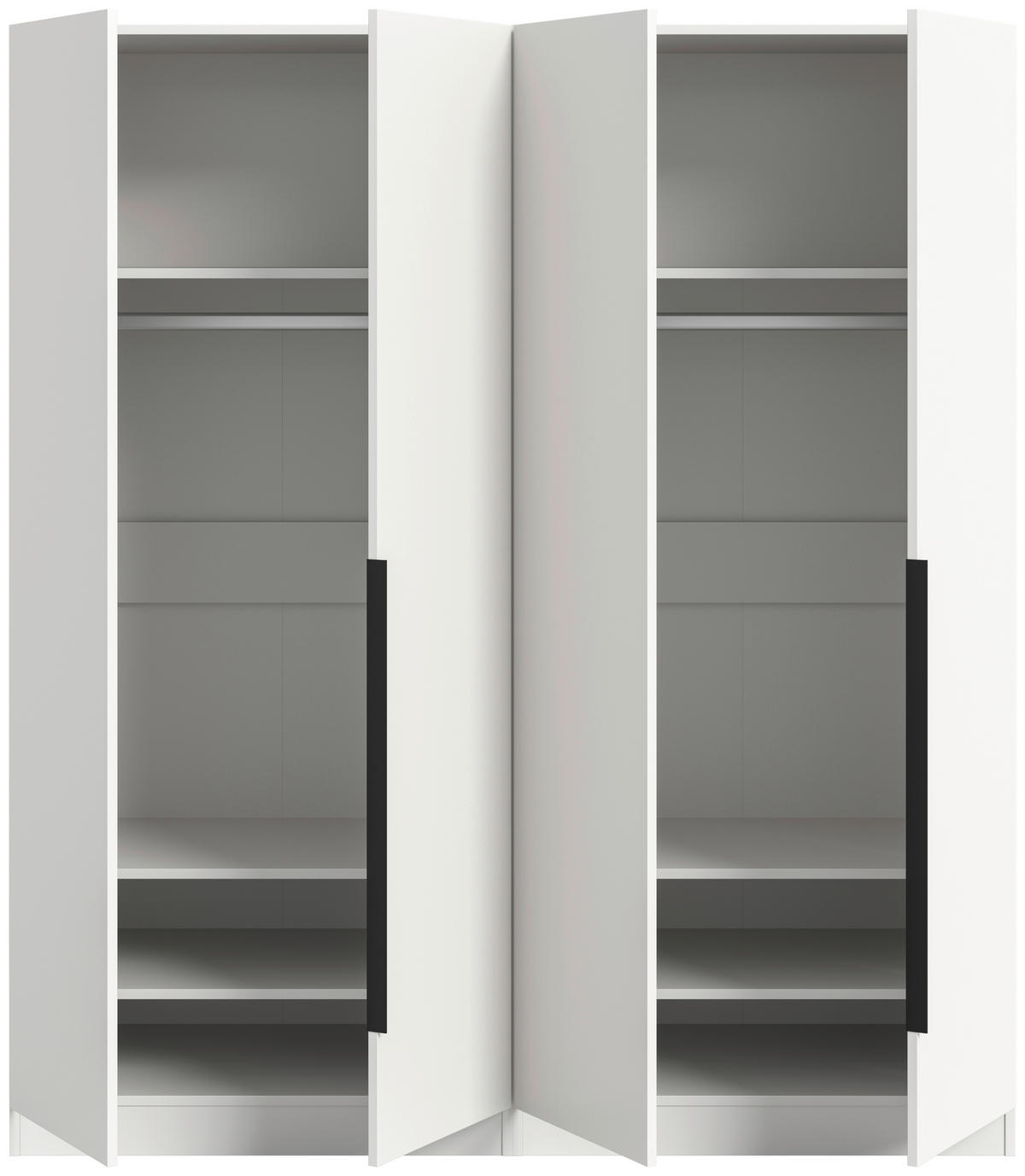 DREHTÜRENSCHRANK 160/181/52 cm,  in Weiß, 4-türig  - Schwarz/Weiß, MODERN, Holzwerkstoff (160/181/52cm) - MID.YOU