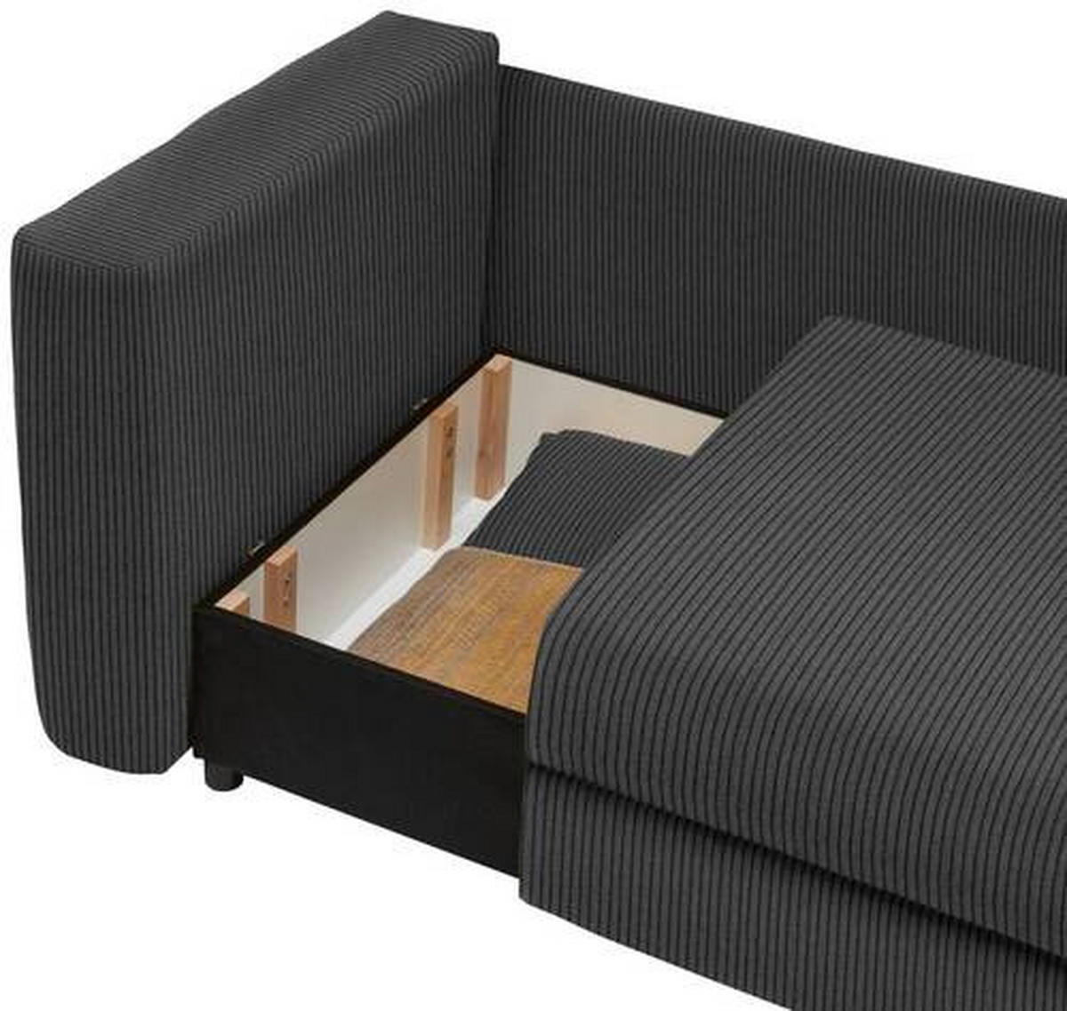 RÉCAMIERE Graubraun Cord  - Graubraun/Schwarz, Design, Kunststoff/Textil (171/71-88/93cm) - Cantus
