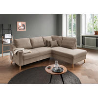 ECKSOFA in Cord Graubraun  - Graubraun/Naturfarben, MODERN, Holz/Textil (230/200cm) - Livetastic