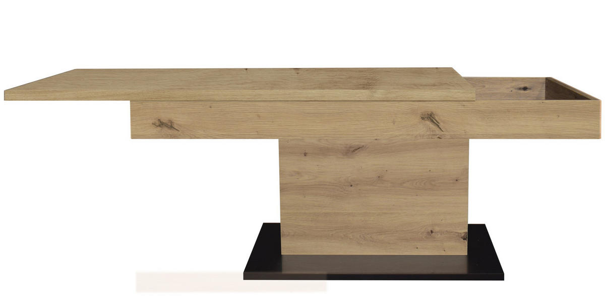 COUCHTISCH in Metall, Holzwerkstoff  - Schwarz/Eiche Artisan, Design, Holzwerkstoff/Metall (110/58-77/60cm) - MID.YOU