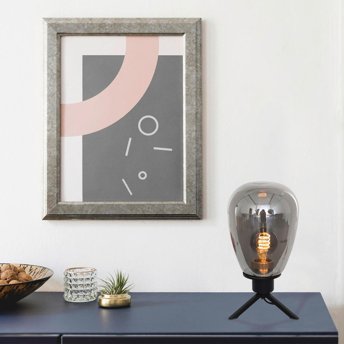 TISCHLEUCHTE 15/28/15 cm   - Schwarz, Trend, Glas/Metall (15/28/15cm)