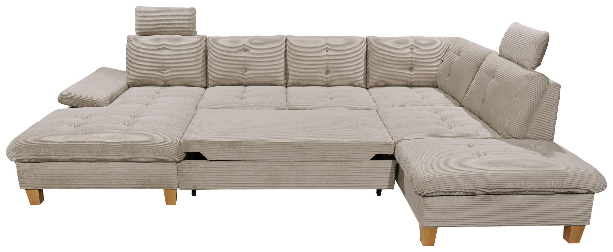 WOHNLANDSCHAFT Grau Cord  - Eichefarben/Grau, KONVENTIONELL, Holz/Textil (170/324/220cm) - MID.YOU