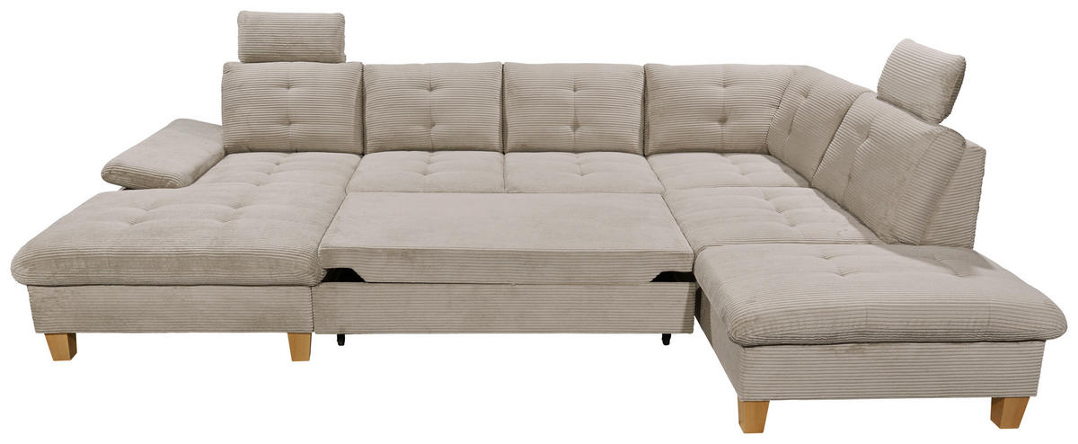 WOHNLANDSCHAFT Grau Cord  - Eichefarben/Grau, KONVENTIONELL, Holz/Textil (170/324/220cm) - MID.YOU