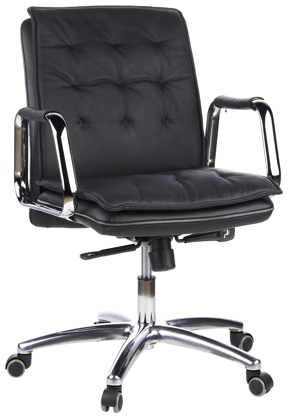 DREHSTUHL  in Schwarz  - Silberfarben/Schwarz, Basics, Leder/Kunststoff (60/109/48cm) - MID.YOU