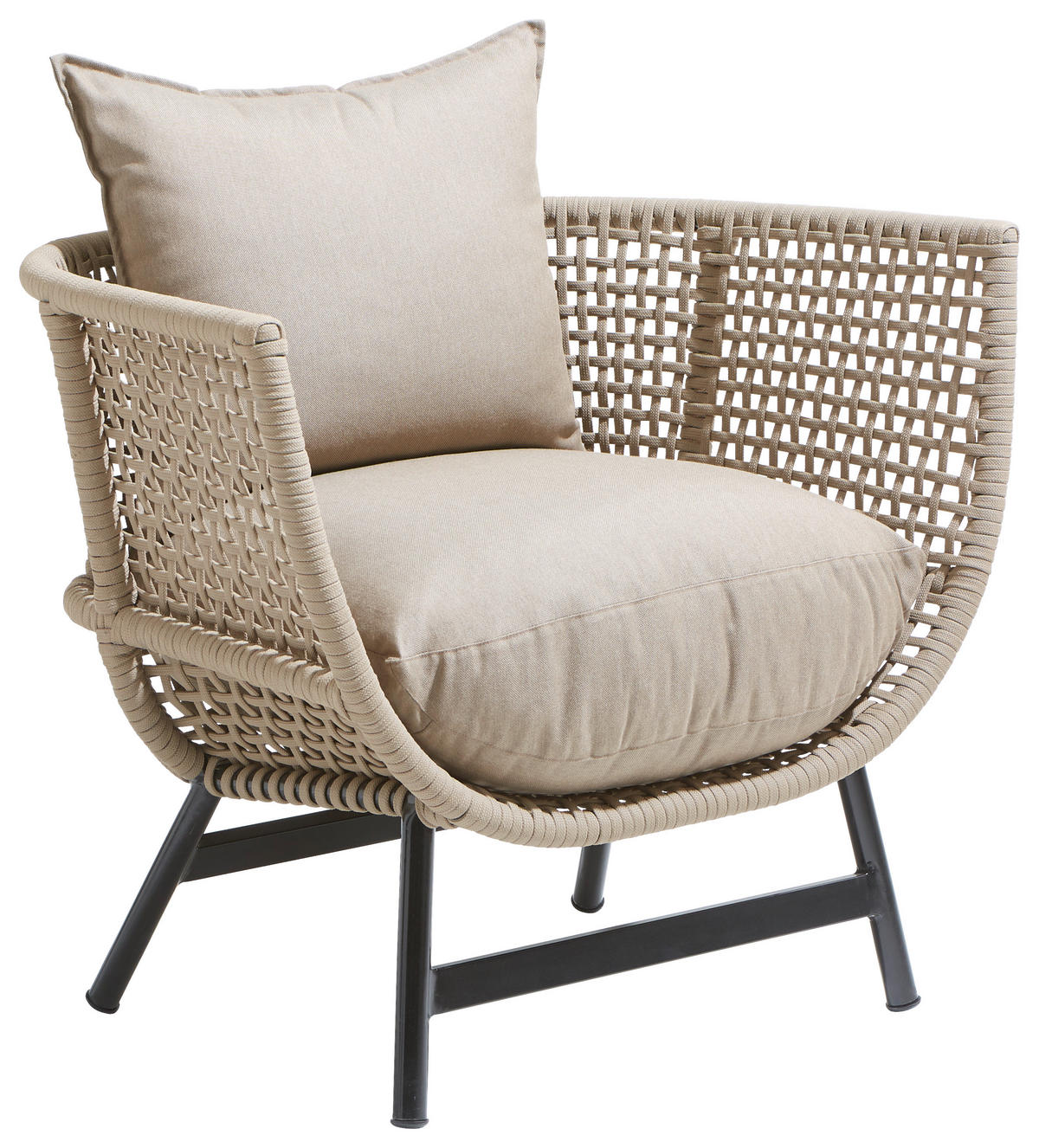 LOUNGESESSEL Schwarz, Taupe  - Taupe/Schwarz, MODERN, Kunststoff/Textil (90/75/70cm) - Jan Kurtz