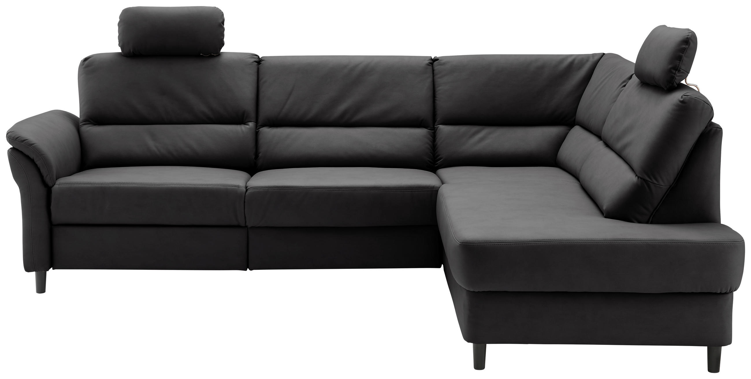 ECKSOFA Schwarz Lederlook  - Schwarz, MODERN, Holz/Textil (266/190cm) - Livetastic