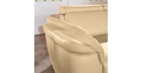 ECKSOFA in Echtleder Beige  - Beige/Alufarben, Design, Leder/Metall (271/242cm) - Cantus