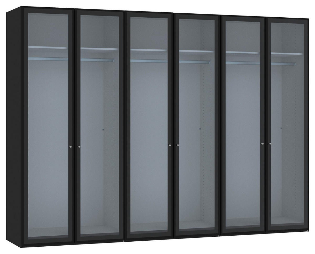 DREHTÜRENSCHRANK  in Schwarz  - Silberfarben/Schwarz, Design, Glas/Holzwerkstoff (303/220/59cm) - Jutzler