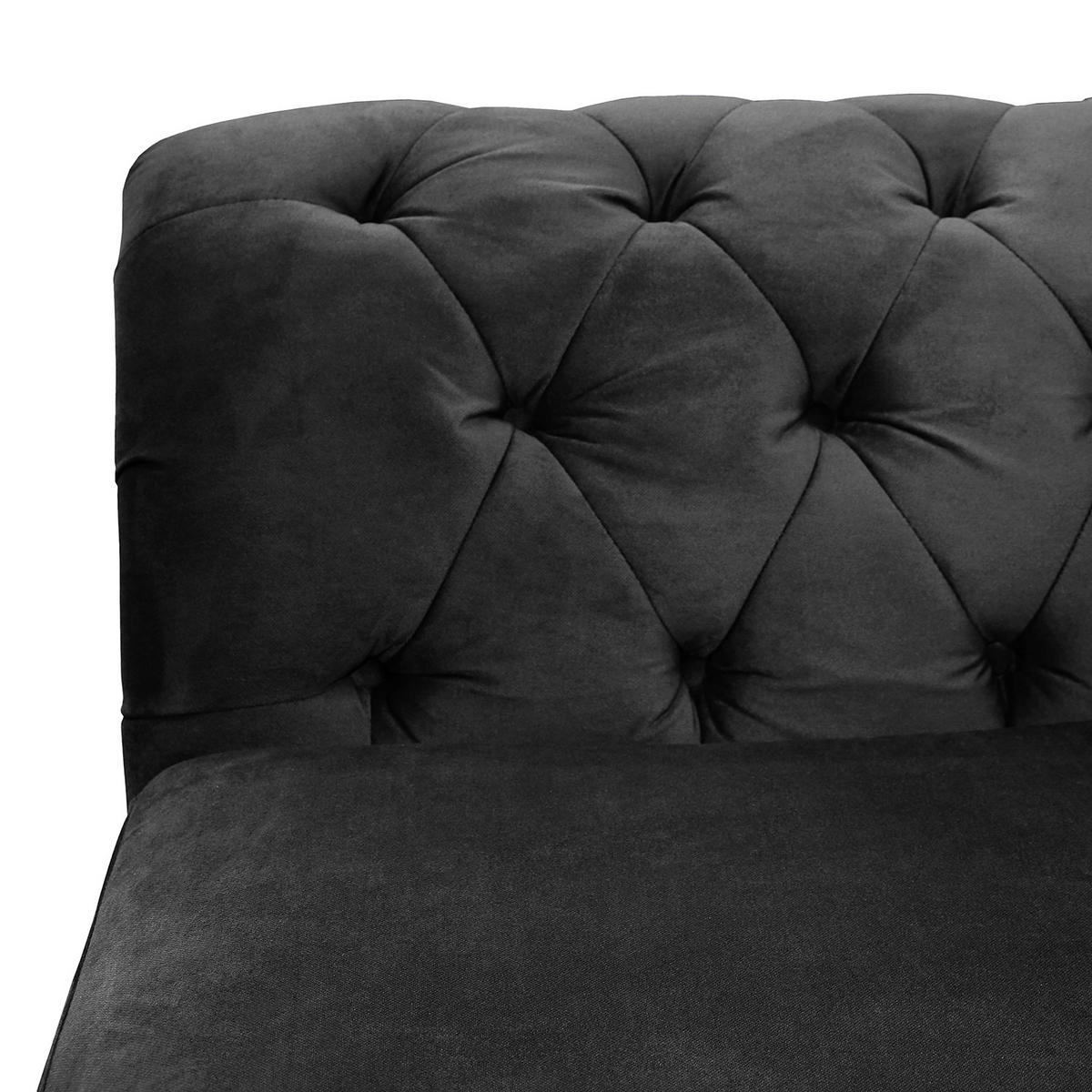 3-SITZER-SOFA SHEFFIELD Mikrofaser Schwarz  - Schwarz/Braun, Design, Holz/Textil (230/92/90cm) - P & B
