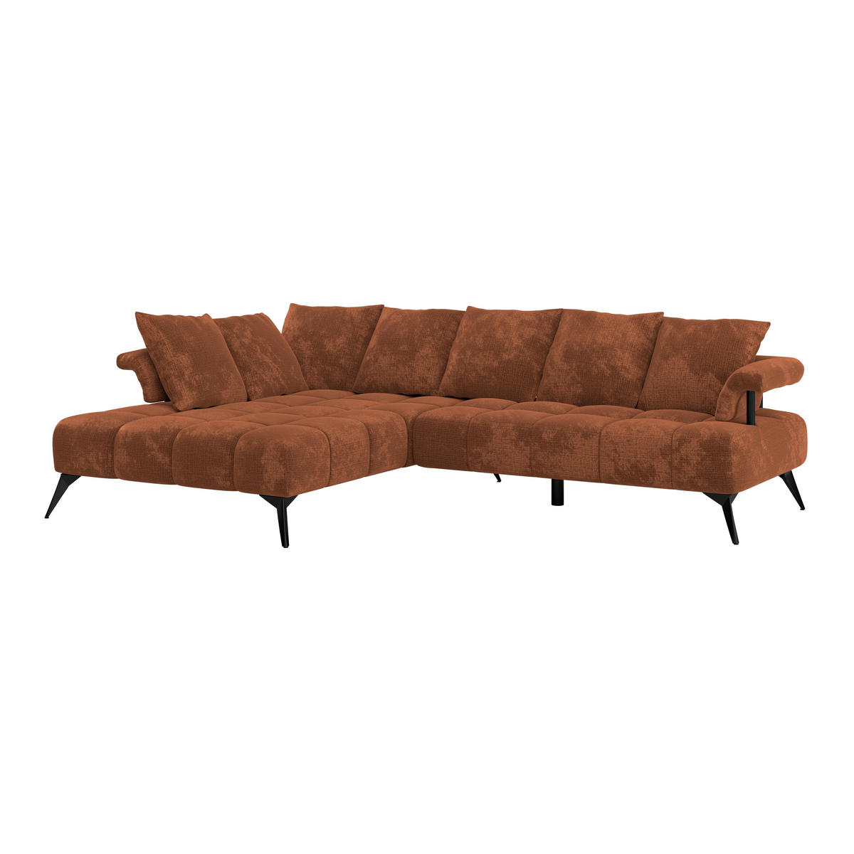 ECKSOFA in Flachgewebe Rostfarben  - Rostfarben/Schwarz, Modern, Kunststoff/Textil (200/297cm) - Livetastic