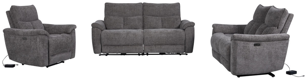 3-SITS SOFFA i vävt tyg grå  - grå, Modern, metall/trä (200/96,5/102cm)